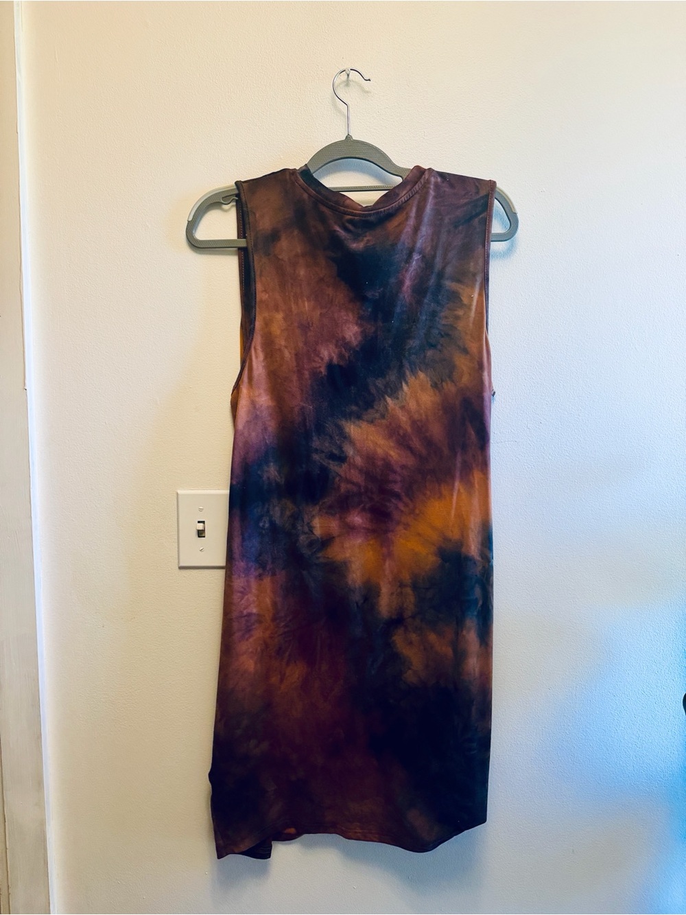 SHEIN Sleeveless Tie-Front Tie-Dye Mini Dress in Orange and Brown